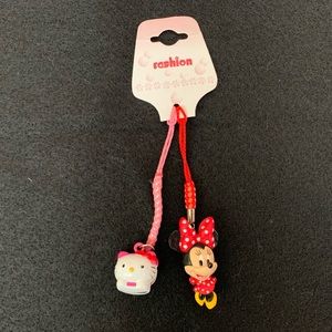 Disney Minnie Mouse and Sanrio Hello Kitty Cell Phone Charms
